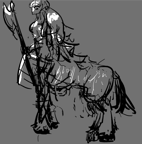 a centaur armed with an axe and shield