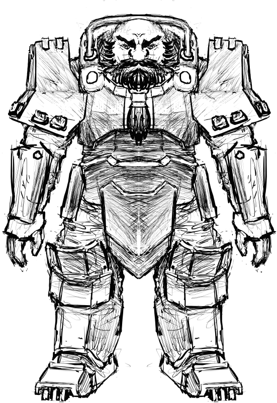 a dwarf adorned in heavy plate armour